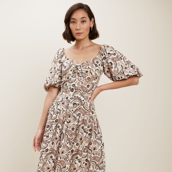 Seed Heritage NEW 10 Paisley Blouson Top Cropped Linen Blend - Picture 4 of 5